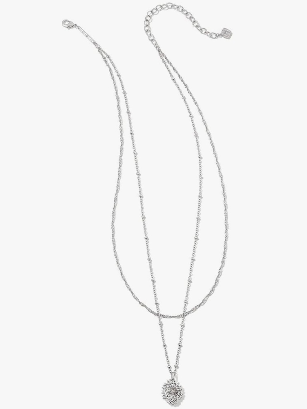 Kendra Scott Silver Layered Heart Pendant Necklace